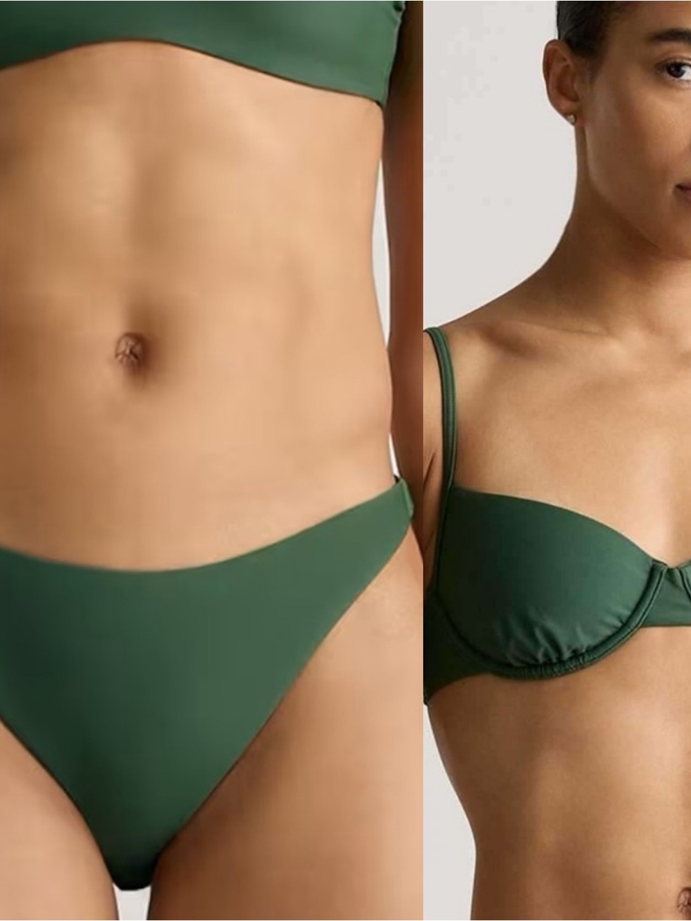 Quince Palm Green Two Piece Set underwire Top & Low Rise Bottoms Large NWT